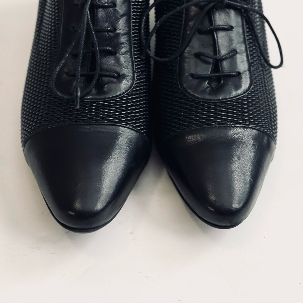 Aquatalia by Marvin K Sacchetto Black Woven Leather Pandora Wedge Pump Sz 10 - Picture 6 of 12